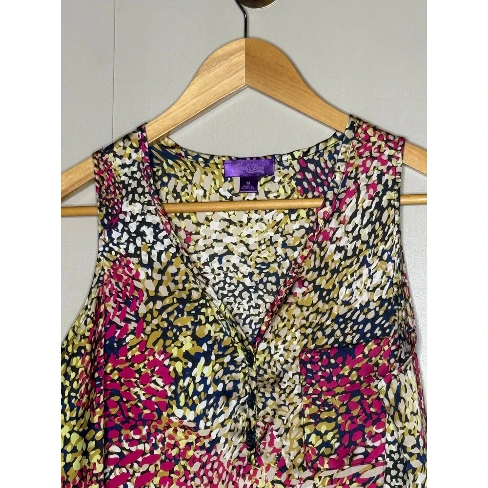 Hale Bob Abstract Print Sleeveless Blouse Top Medium‎ Boho Colorful